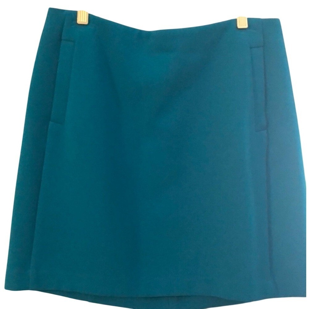 Banana Republic Womens Teal Blue Textured A-Line Mini Skirt with Pockets Size 10